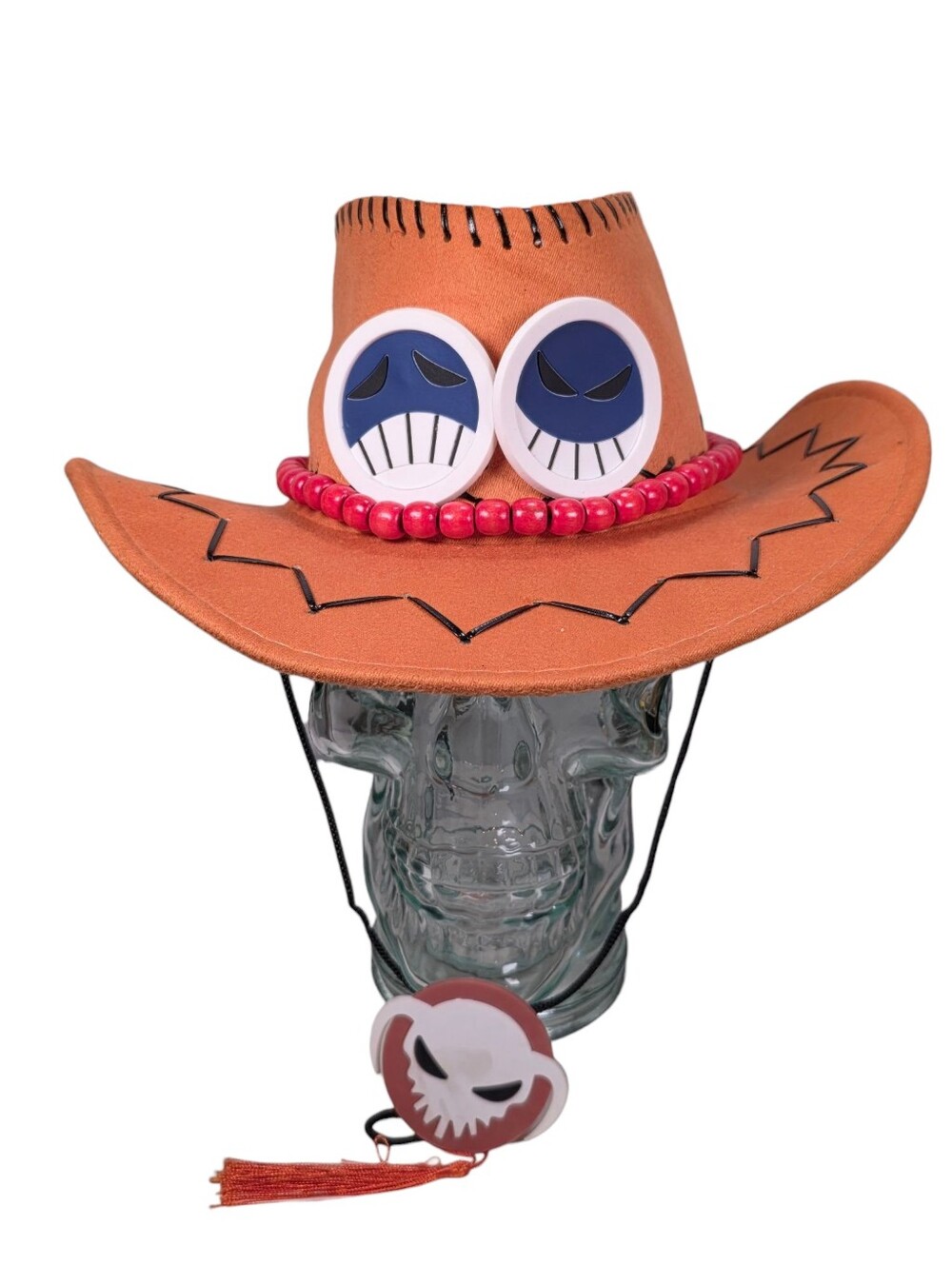 One Piece Portgas D. Ace Cowboy Hat With Beads Hat Anime Cosplay Cap. Luffy